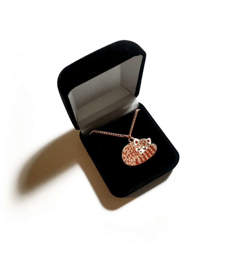 Red Panda Necklace With Velvet Gift Box