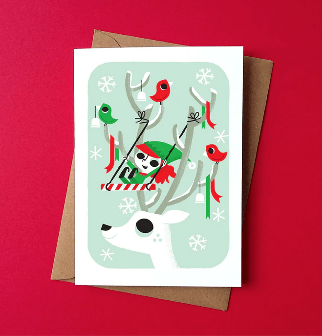 Elf Swing - Christmas Card
