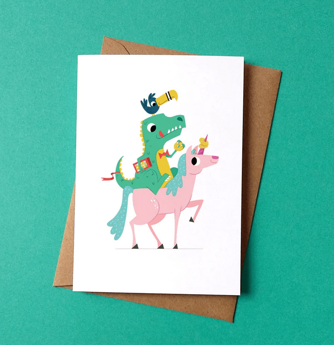 Dinosaur Gang Greetings Card