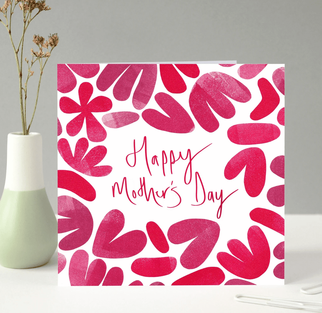 Happy Mother's Day Pink Heart and flowers