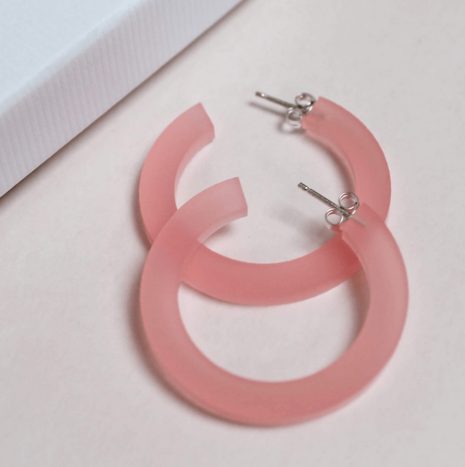 Colourful Hoop Earrings - Pale Pink