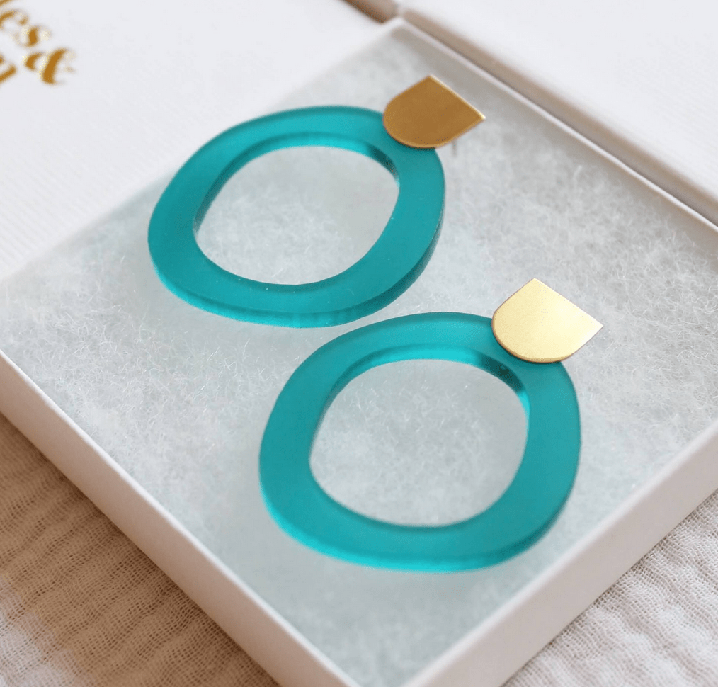 Statement Pebble Stud Earrings - Turquoise