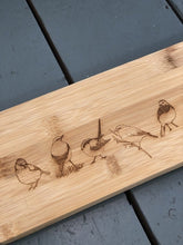 Load image into Gallery viewer, Garden Birds bamboo food board (no handle)
