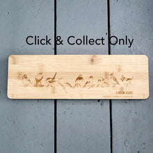 Load image into Gallery viewer, Garden Birds bamboo long food board (no handle)
