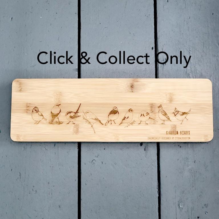 Garden Birds bamboo long food board (no handle)