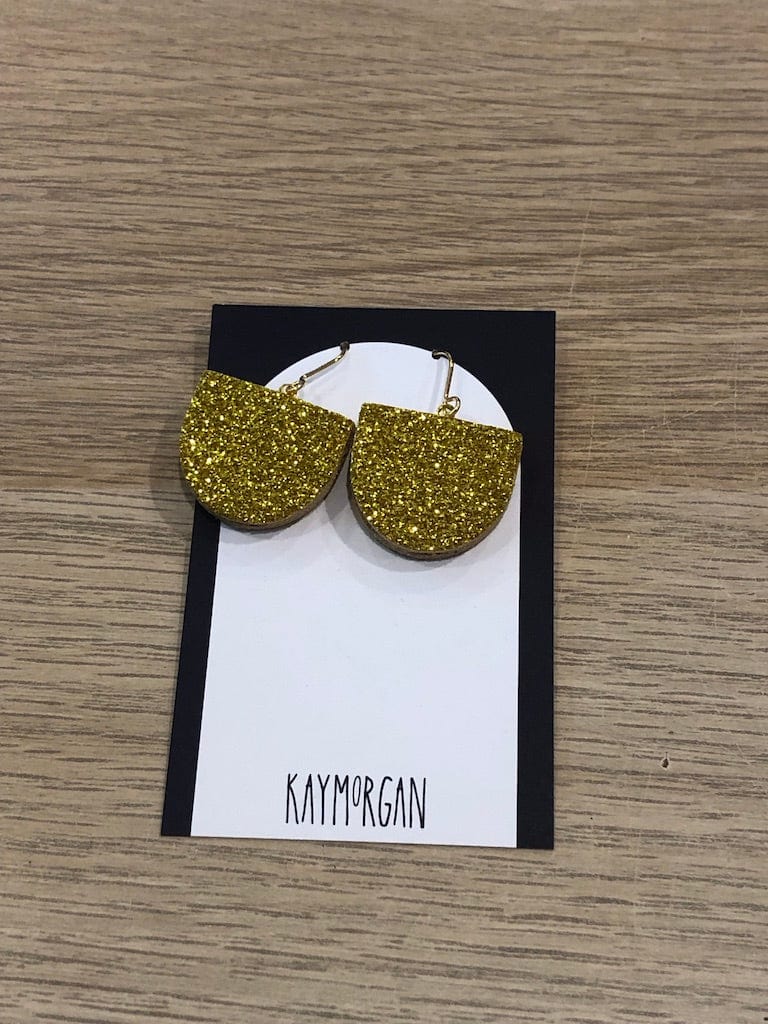Glitter Tab Earrings - Gold