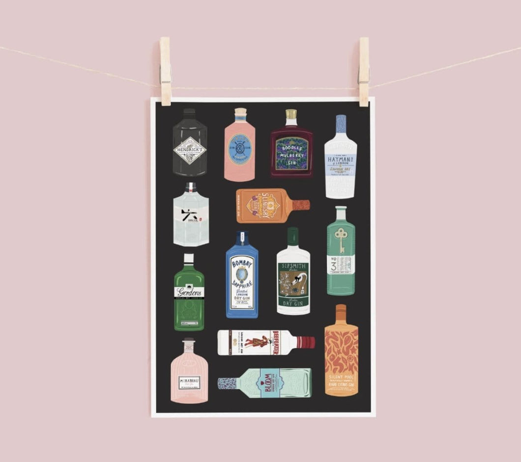 Gin Bottles Print - A3