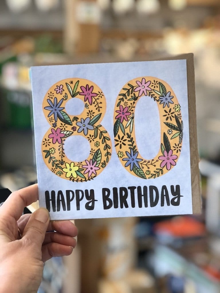 80th Birthday Card - Summer Blue