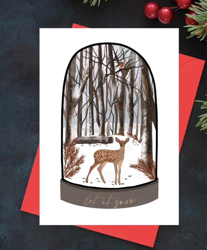 The Deer & The Robin Christmas Card