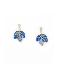 Load image into Gallery viewer, Blue Rustling Leaves Hoop Earrings
