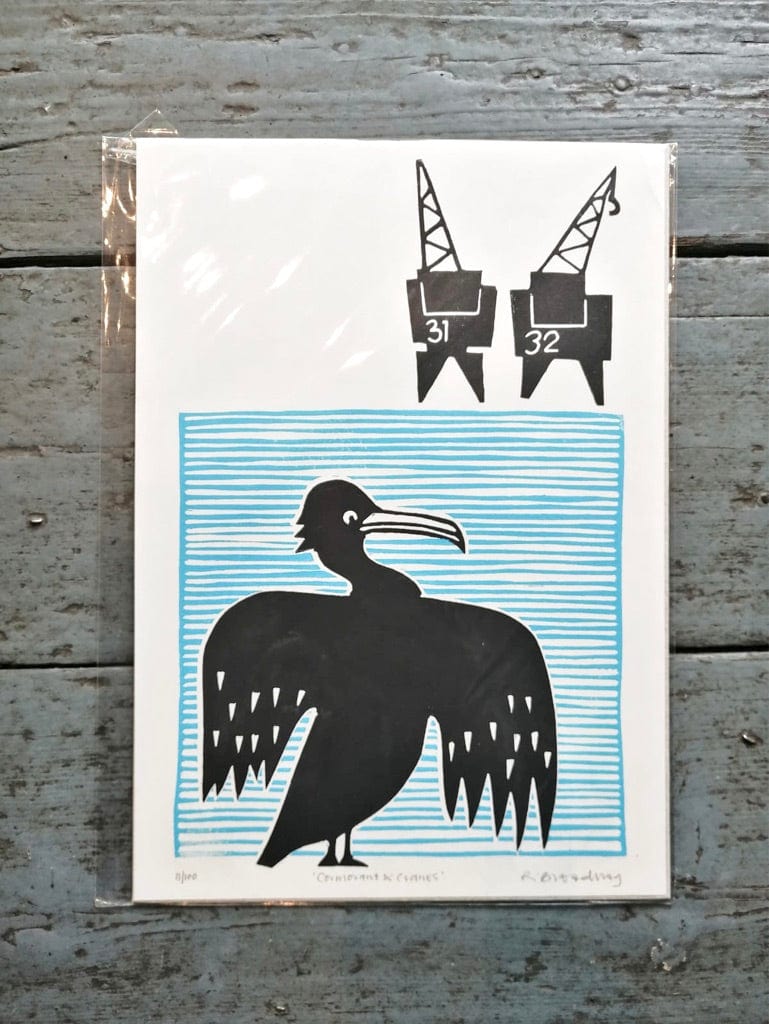 Cormorant and Cranes - A4