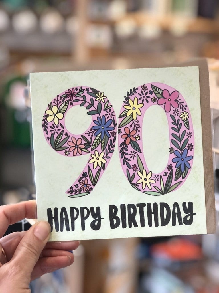 90th Birthday Card - Garden Green